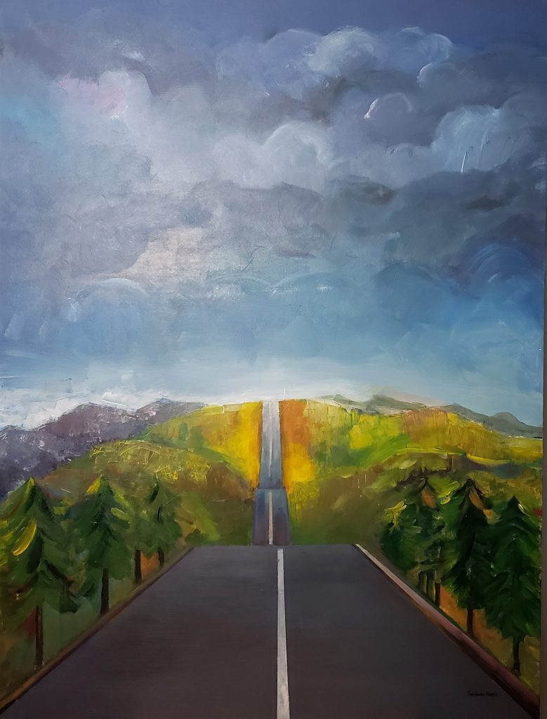 Road going along hills